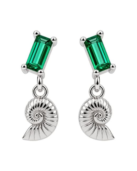 Cier Green Nautilus Stud Earrings