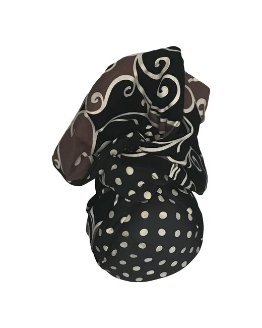 Romer Millinery Black Twisturban Turban Mixed Dots & Vines