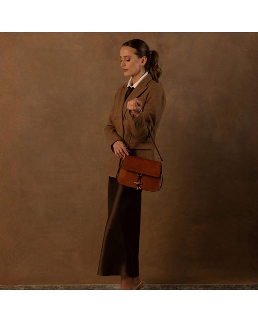 Time Resistance Brown Leather Flap Bag For