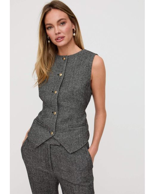 Lily and Lionel Gray Pandora Tailored Herringbone Print Waistcoat