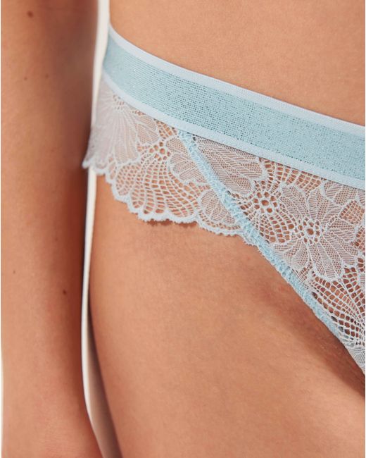 Bott Lingerie Blue Seamless Back Lace Thong Blossom – Ice