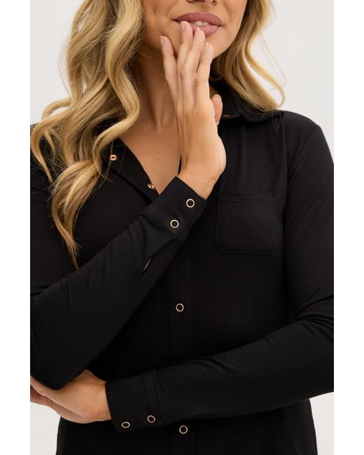 Why Mary Blue Simona Fitted Bamboo Long Sleeve Shirt