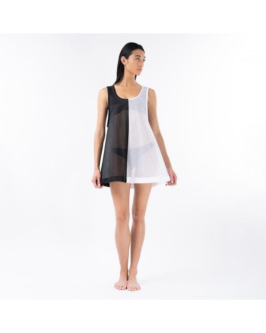 Kim Foley Black Half & Half Beach Cover-Up Athletic Mesh Dress