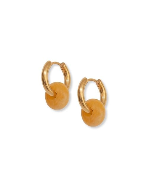 A Weathered Penny Metallic Jade Agate Hoops