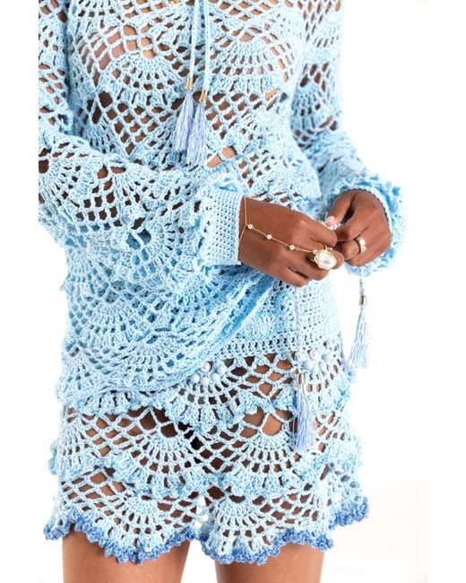 Andreeva Blue Aqua Marine Handmade Crochet Hoodie