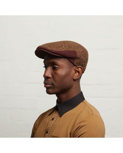 Dasmarca Hats Brown Drake Tweed Herringbone Italian Virgin Wool Cap For for men