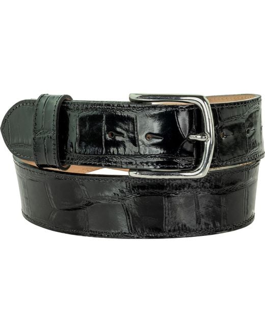 Peachy Belts Ltd Black Croc Print Belt With Buckle for men