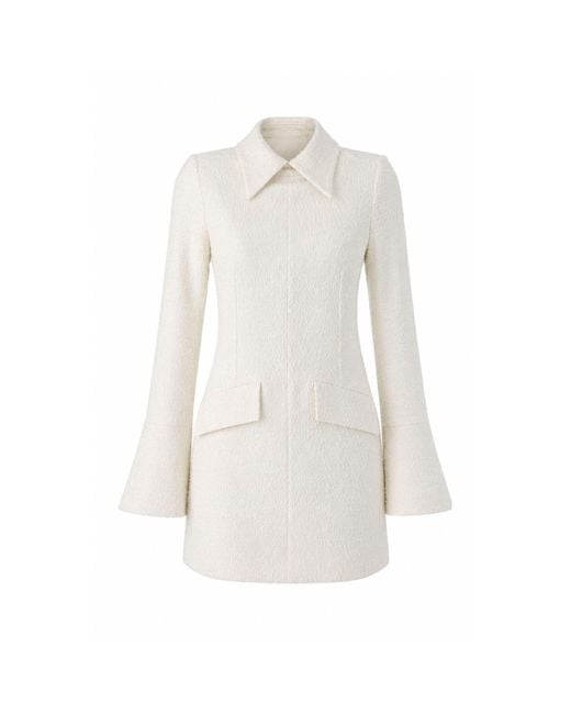 AMAANALUX White Neutrals Collar Boucle Structured Mini Dress, Cream