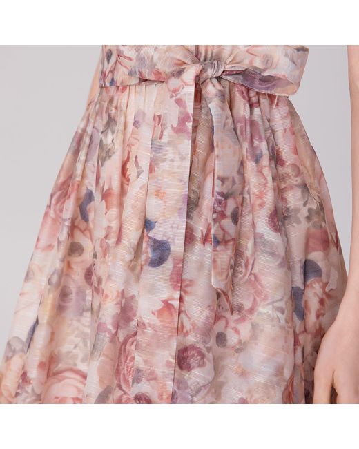 Smart and Joy Pink Neutrals Flower Print Organza Strappy Dress