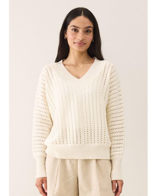 Loop Cashmere White Pointelle Sweater