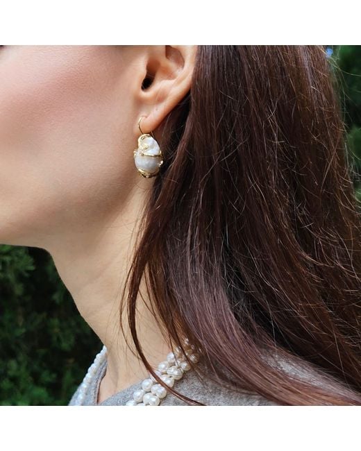 Farra Metallic Baroque Pearls Dangle Earrings