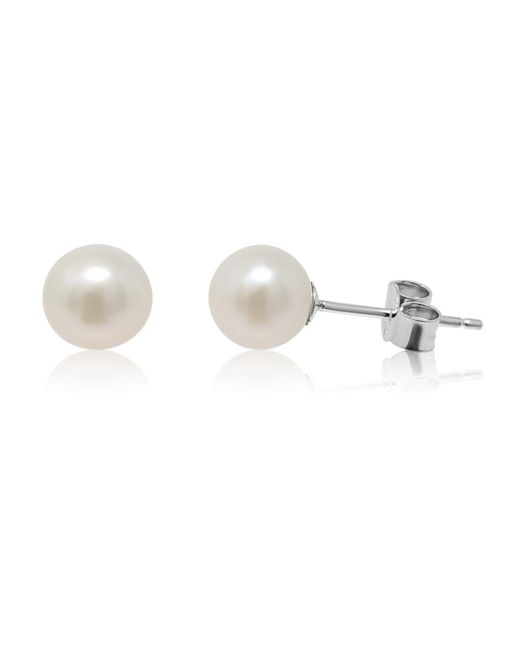 Kiri & Belle Metallic Luna Round Pearl Sterling Stud Earrings