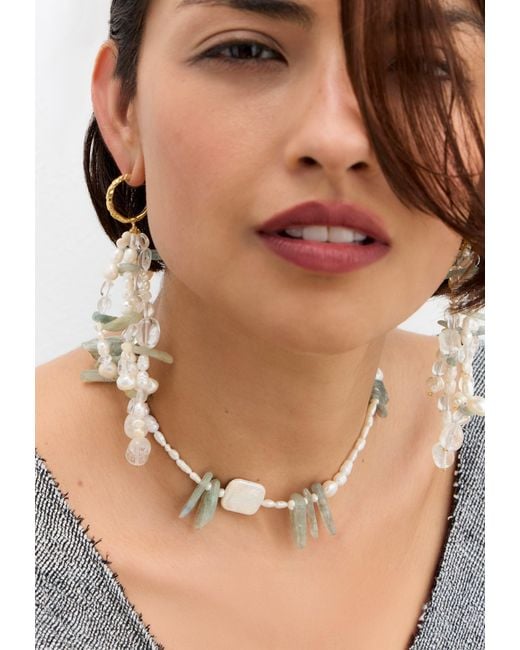 Lavani Jewels White Aquamarine And Pearl Necklace Elsea