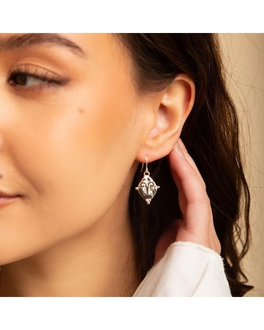 Seven Saints Metallic Aries Vintage-Style Dangle Earrings, Rhodium Plated
