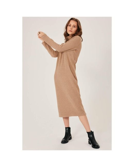 Oh!Zuza Natural Neutrals Camel Long-Sleeved Turtleneck Dress