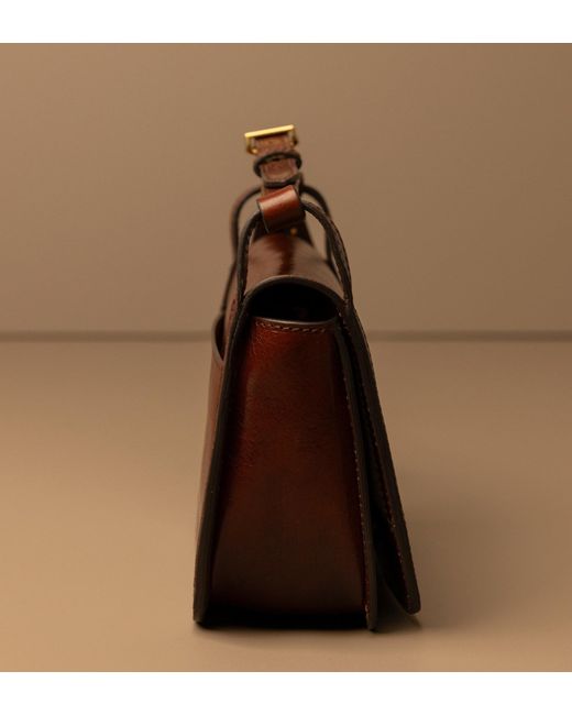 Time Resistance Brown Leather Crossbody Bag For