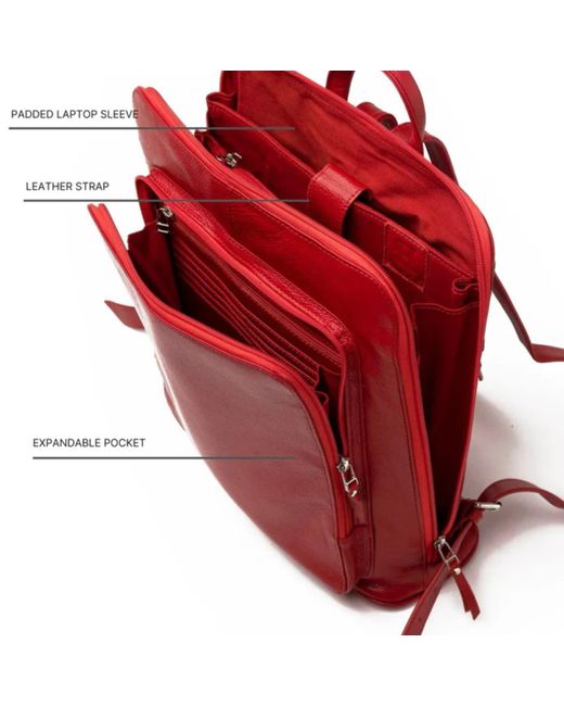 Hides Leather Co. Red Minimal Handmade Genuine Leather Backpack