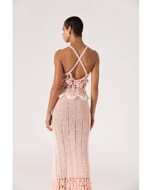 Andreeva Pink Chrysanthemum Handmade Crochet Top