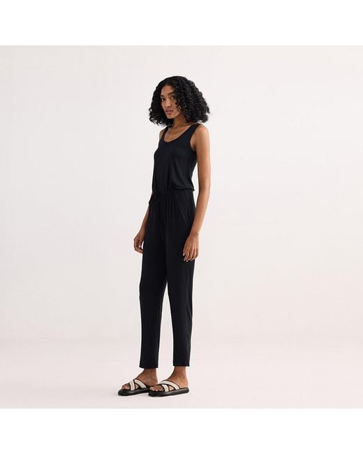 REISTOR Black Relaxed Drawstring Jumpsuit