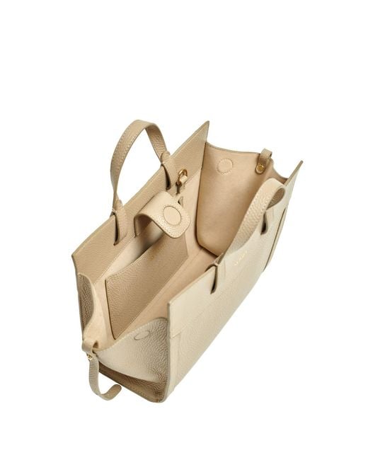 Saonara Brand Metallic Neutrals Mini Shopping Bag Taupe Leather