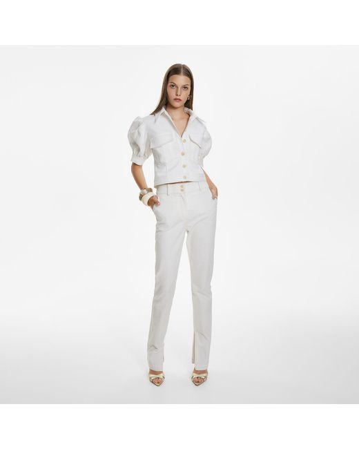 Lita Couture Metallic Topstitch Detail Shirt