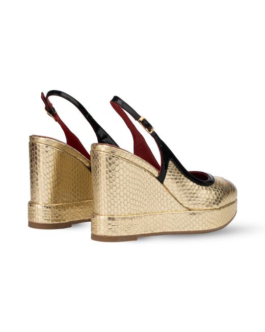 Rosamund Muir London Red Lavinia Cobra Print & Patent Wedges