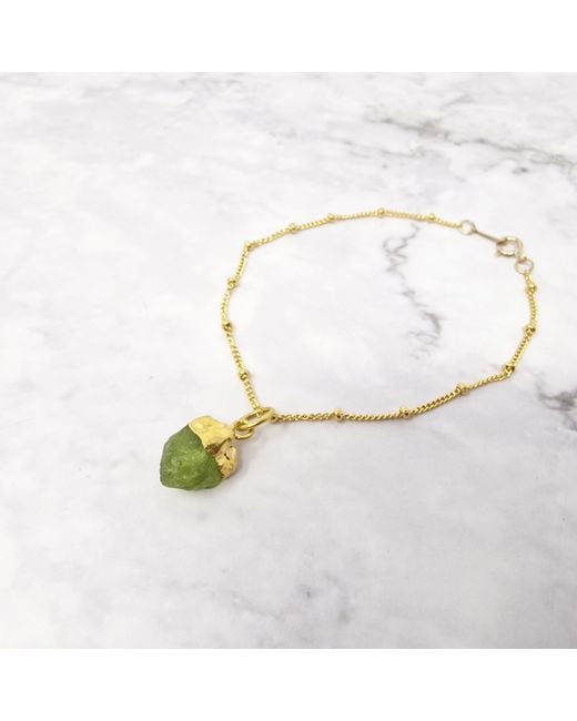 Harfi Metallic Raw Peridot August Birthstone Satellite Bracelet