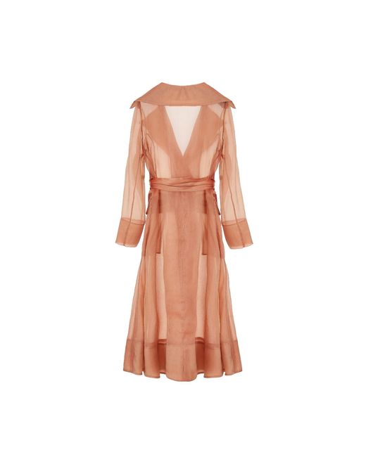 Lita Couture Brown See Through Organza Trench Coat