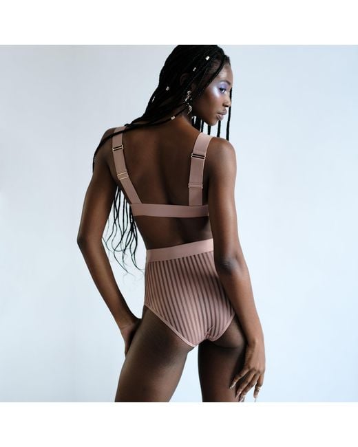 MONIQUE MORIN LINGERIE Pink Vertigo Hi Waisted Brief Mushroom