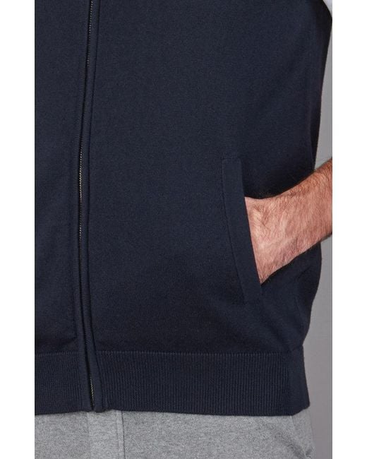 Paul James Knitwear Blue Lightweight Cotton Zip Through Andrew Gilet for men