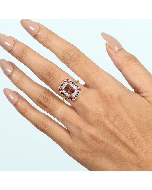 Artisan Pink Melon Tourmaline Cocktail Ring Yellow Gold Diamond Jewelry