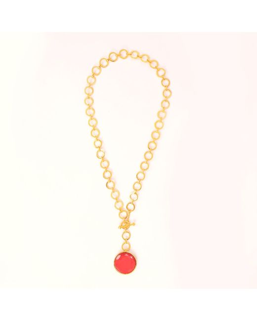 Lila Rasa White Dazzling Ruby Crystal With Loop Chain & T Lock