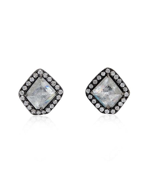 Artisan Metallic 18K With Genuine Ice Diamond Stud Earrings