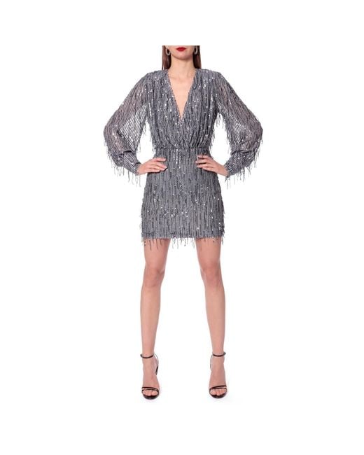 AGGI by HALEWSKI Gray Soraya Meteor Shower Sequin Mini Dress