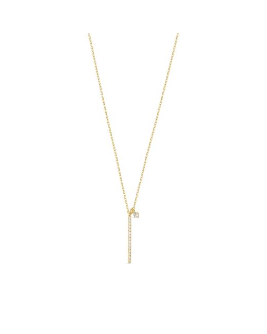 Esterah Metallic Vertical Bar Necklace With Cz Charm
