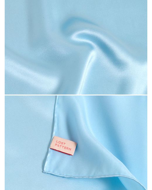 Lost Pattern Blue Dapper Fold Silk Pocket Square for men