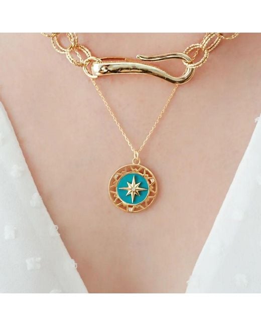LINYA JEWELLERY Metallic Enamel Pole Star Necklace