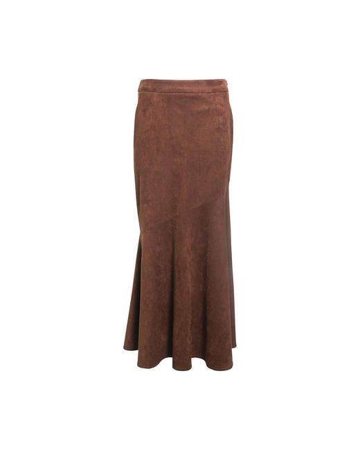 Amy Lynn Brown Suki Faux Suede Chiffon Asymmetric Maxi Skirt