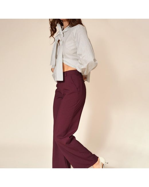 Gunda Hafner Ltd Purple Burgundy Mid Rise Straight Leg Merino Trousers