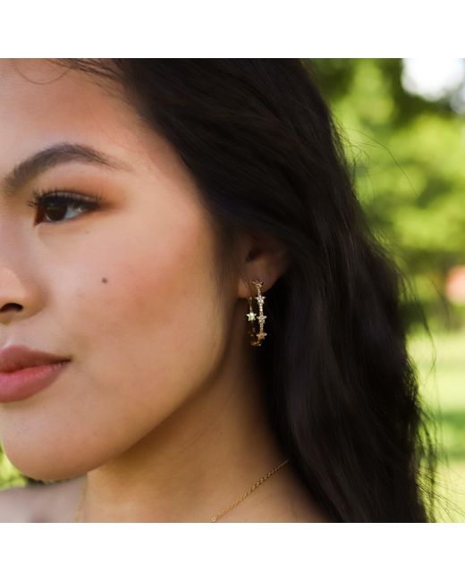 Luna Charles Metallic Aneira Star Hoop Earrings