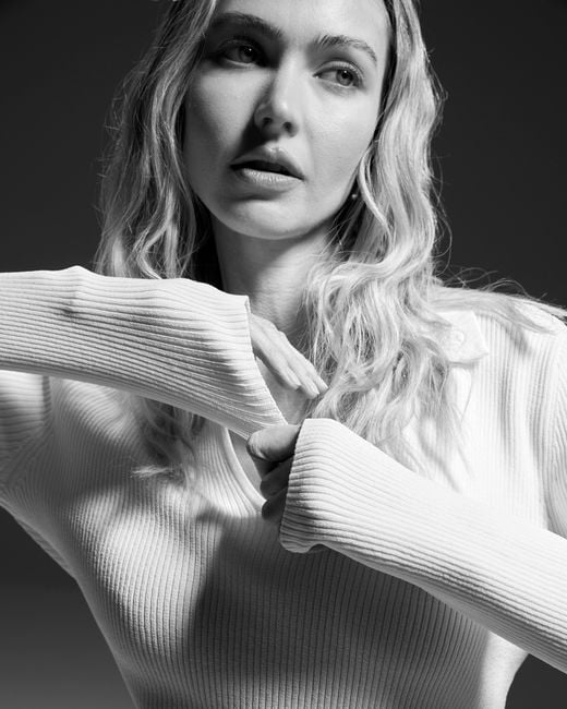 Victoria Paulsen White Samantha Long Sleeve Knit Polo