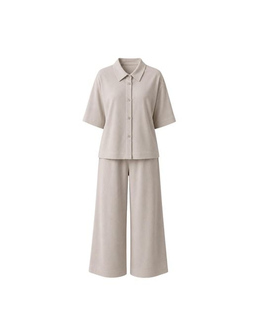 Oh!Zuza Gray Neutrals Meryl Linen Viscose Pyjama Set Wide Trousers