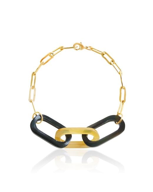 VALERIE CHIC Metallic Naomi Horn Chain Bracelet 18K Honey