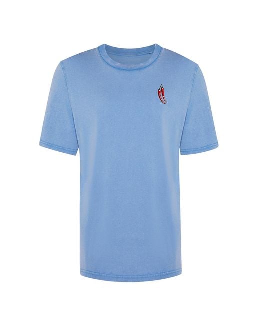 INGMARSON Blue Chilli Embroidered Organic Cotton T-Shirt