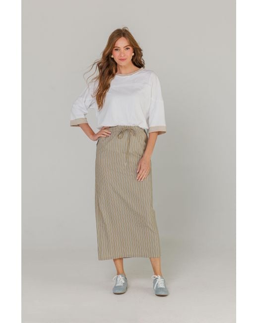 Lou&Up (Formerly Loup Clothing) White Color Block Tee Taupe