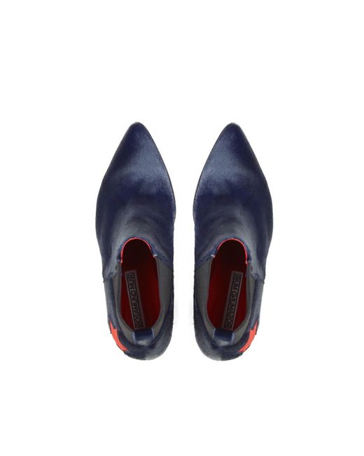 Rosamund Muir London Blue Felixa Calf Hair With Star Ankle Boots