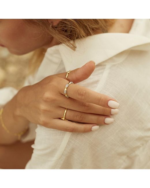 Spero London Metallic Bone Shape Sterling Adjustable Ring