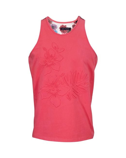 Lords of Harlech Pink Tedford Embossed Floral Tank for men