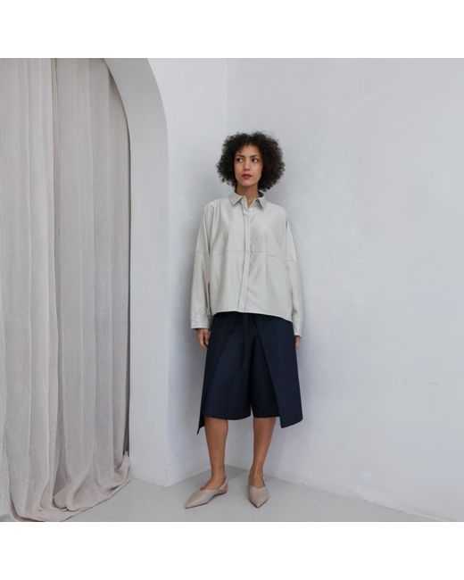 London Atelier Byproduct Gray Neutrals Bias Lantern Oversize Shirt