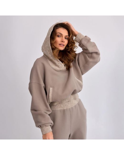 Mandragora Pink Neutrals Cotton Sweatshirt With Jacquard Detailing